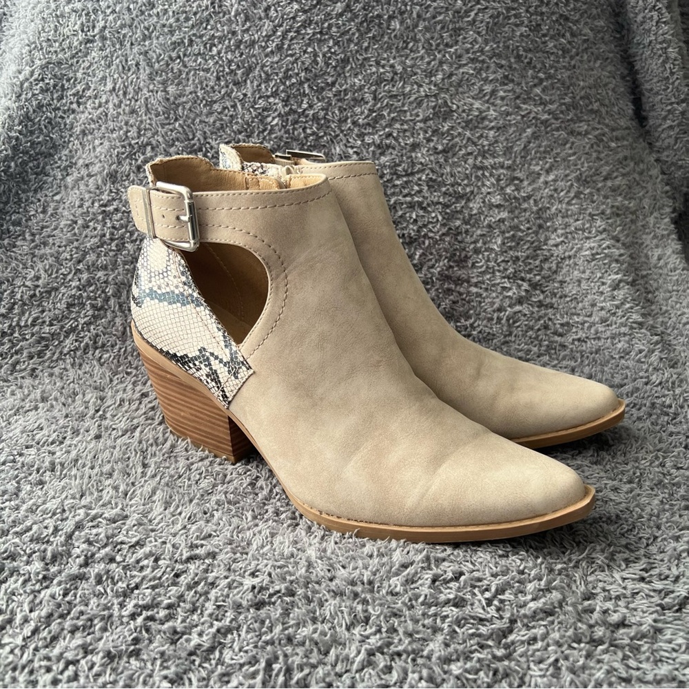 Snake Print Accent Ankle Boot